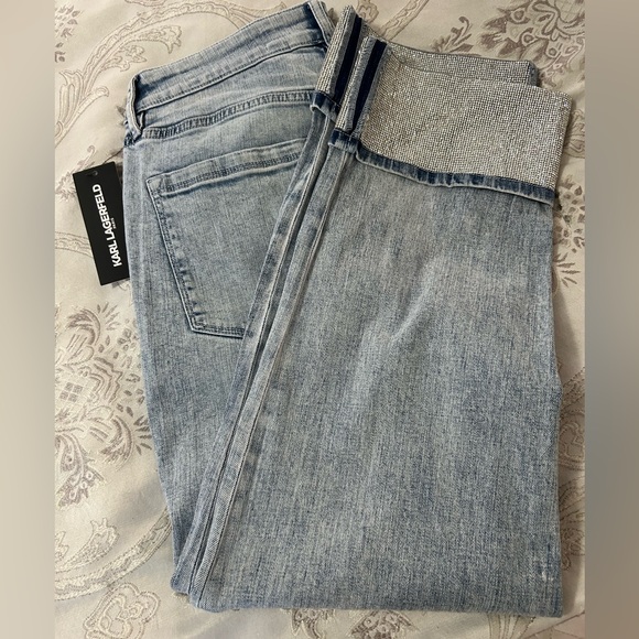 NWT Karl Lagerfeld Light Blue Jeans with Silver Accents - Picture 4 of 4